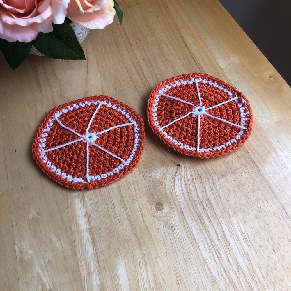 NEW Crochet Orange Slice Coasters (4 pack) - Picture 3 of 6